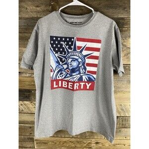 Fourcast Unisex Sz XL Gray Liberty Short Sleeve T-Shirt USA Patriotic